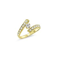 10k Yellow Gold Toe Ring Clear Clear CZ. Size Adjustable