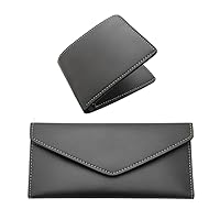 Plain Finish Genuine PU Leather Women Clutch and Wallet Combo for Couple/Couple Combo Set of Women Clutch and Wallet, Balack, S, Casual