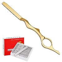 Hair Styling Thinning Texturizing Cutting Razor,11 Pieces Hair Styling Razor Hair Thinning Comb Hair Texturizing Cutting Razor Comb with Replacement Stainless Steel Razor (Golden)