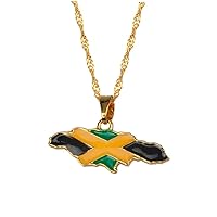 Ruluti Jamaica Map National Flag Pendant Necklaces Gold Color Jewelry Jamaican Gifts