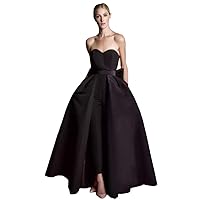 VeraQueen Women's Sweetheart Jumpsuits Evening Dresses with Detachable Skirt Prom Gowns Pants Black