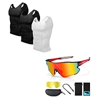 Odoland Bundle - 2 Items Mens 3 Pack Body Shaper and Polarized Cycling Glasses Sports Sunglasses