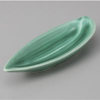 Delicacy Green Sasa-Shaped Delicacy [13 x 4.7 x 2.2cm] Restaurant, Ryokan, Japanese Tableware, Restaurant, Commercial Use