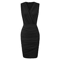 Pencil Dress Girls Lady Sleeveless Dresses Summer Fit Ruched Womens Bodycon