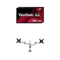 ViewSonic VA2456-MHD_H2 Dual Pack Head-Only 1080p IPS Monitors with LCD-DMA-001 Dual Monitor Mounting Arm