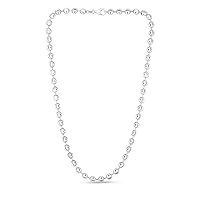 925 Sterling Silver 6mm Celestial Moon cut Bead Chain Necklace With Lobster Clasp Rhodium Finish Jewelry for Women - Length Options: 18 20 24