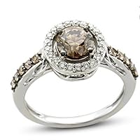 1/3Ct Round Cut Chocolate and White Diamond Halo Wedding Ring14K Rose Gold Over Engagement Ring For Women/Girls Promise Ring in 925 Sterling Silver