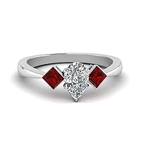 Choose Your Gemstone Kite Design Diamond CZ Ring Sterling Silver Pear Shape 3 Stone Engagement Rings Ornaments Surprise for Wife Symbol of Love Clarity Comfortable US Size 4 to 12