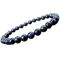 8mm Natural Gemstone Blue Sapphire Round shape Smooth cut beads 7.5 inch stretchable bracelet for men. | HS_Stbr_M_02236