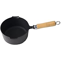 Iwachu 24070 One-Handled Pot with Wooden Handle, Black Baking, Inner Diameter 6.3 inches (16 cm), Induction Compatible, Nambu Ironware