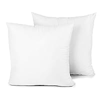 Goose Feather Throw Pillow Inserts 2 Pack | 20 x20 Square Deco Pillow for Bed, Sofa, and Couch | 100% Cotton Shell, Soft Medium Decorative Pillow Core Set of 2 (White)