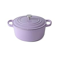 Cast iron enamel pot household casserole seafood stew pot soup stew pot enamel pot (Color : Purple, Size : 26 * 11.5cm)