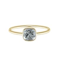 Solitaire Cushion Cut 0.75 CTW Multi Gemstone 925 Sterling Silver Yellow Gold Plated Ring