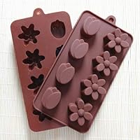 Silicone Mold Chocolate Ice Cube Tray Fondant Molds DIY SOAP Mould Jello Candy (Brown (Tulip))