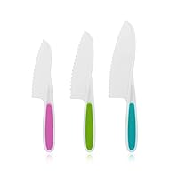 KUFUNG 3pack Kids knife set for Kitchen - plastic cooking safe toddle gift for children baking cutting fruits, Bread, Vegetables