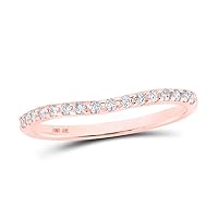 10kt Rose Gold Womens Round Diamond Curved Band Ring 1/6 Cttw