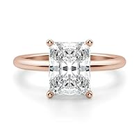 10K Solid Rose Gold Handmade Engagement Ring 1.00 CT Radiant Cut Moissanite Diamond Solitaire Wedding/Bridal Ring for Woman/Her Promise Ring