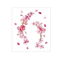8 pcs Women'S Waterproof Durable Simulation Temporary Tattoo Pink Flower Girl Collarbone Ancient Style Cherry Blossom Temporary Tattoo