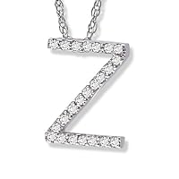 Diamond Initial Pendant Z in 14k White Gold