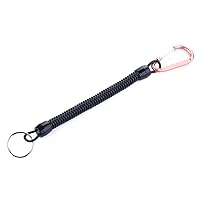 Stretchy Spiral Keyring Anti Lost Fishing Lanyard Coil Spring Tether with Carabiner
