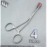 4 Pieces of Young Tongue Forceps with Removable Corrugated Rubber Tips