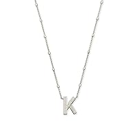 Kendra Scott Letters A-Z Pendant Necklace for Women, Fashion Jewelry, Rhodium-Plated Brass