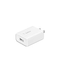 Belkin Quick Charge Charger (Qualcomm Quick Charge 3.0 Charger, USB Charger for Quick Charge Devices, Note9, S9, S8, S7, S6, More) USB Wall Charger, White, WCA001dqWH