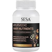 Pub Blocker Ayurvedic Hair Nutrients Vitamins | 60 Capsules - Plant Based Gluten Free DHT Blocker | Biotin, Omega-3 & Flaxseeds | Controls Hair Fall & Stimulates Follicles | 100% Veg