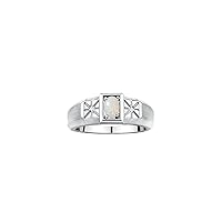 Rylos Mens Rings 14K White Gold Classic 6X4MM Oval Gemstone & Sparkling Diamond Designer Ring Opal October Birthstone Rings For Men, Men's Rings, Gold Rings Sizes 8,9,10,11,12,13