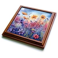 3dRose Backgrounds - Anne Marie Baugh - Pretty Firefly Floral Background - Trivets (trv-384234-1)