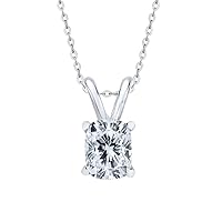 KATARINA GIA Certified 1.01 ct. E - SI2 Cushion Cut Diamond Solitaire Pendant Necklace in 14K Gold
