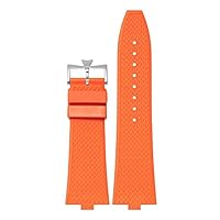 Quick Disassembly Fluororubber Watch Strap for Vacheron Constantin VC Series 4500V 5500V 7900V Convex Interface 7mm Watchband (Color : Orange-Silver, Size : 24-7mm)
