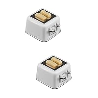 2pcs White Furniture Kitchen Accessories Miniture House Furniture Home Decoration Mini House Accessories Jewelry Accessories Toaster White Ornament White Decor Bread Machine Model