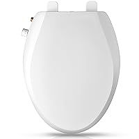 Elongated Bidet Toilet Seat with Quiet-Close, Non-Electric Bidet Toilet Seat with Self Cleaning Dual Nozzles, Fit Elongated Toilet Seat, White Bidet Attachment with Brass inlet