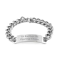 Motivational Chess Cuban Chain Bracelet, I'd Rather Be Playing Chess, Epic Gifts for Men Women, Birthday Gifts, Unique Chess Gifts, Gifts for Chess Lovers, Personalized Chess Gifts, Chess Set Gifts,