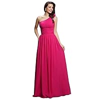 A-Line Chiffon One-Shoulder Sleeveless Floor-Length with Pleats Bridesmaid Dresses