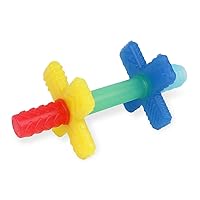 Teensy Tube Teether; Textured Hollow Baby Teething Tube That Reaches Front Teeth & Back Molars, Made of Soft Silicone (Rainbow)