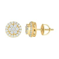 925 Sterling Silver Yellow tone Mens CZ Cubic Zirconia Simulated Diamond Flower Stud Earrings Jewelry for Men
