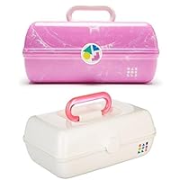 Bundle of Caboodles On-The-Go Girl Case, Pink Rose, Caboodles Pretty in Petite Makeup Box, White on White