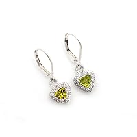 RKGEMSS Trillion Cut Peridot Silver Earrings ~ 925 Sterling Silver Dangle Earrings ~ August Birthstone ~ Birthday Gift ~ Vintage Jewelry.