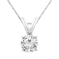 3/8-3 Carat IGI Certified LAB-GROWN Round Cut 4 Prong Diamond Pendant Necklace + 16