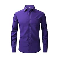 Men's Dress Shirts,Casual Long Sleeve Dress Shirts for Men,Casual Business Formal Button Up Shirts with Pocket