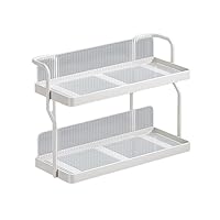 2 Tier Spice Rack for Countertop,Metal Standing Kitchen Storage Organizer Shelf,Spice Rack Organizer for Cabinet (Double-wall-mounted countertops in a double-purpose cream color)