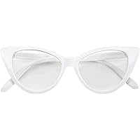 Cat Eye Glasses for Women Retro Vintage 1950 Inspired White Frame Clear Lens