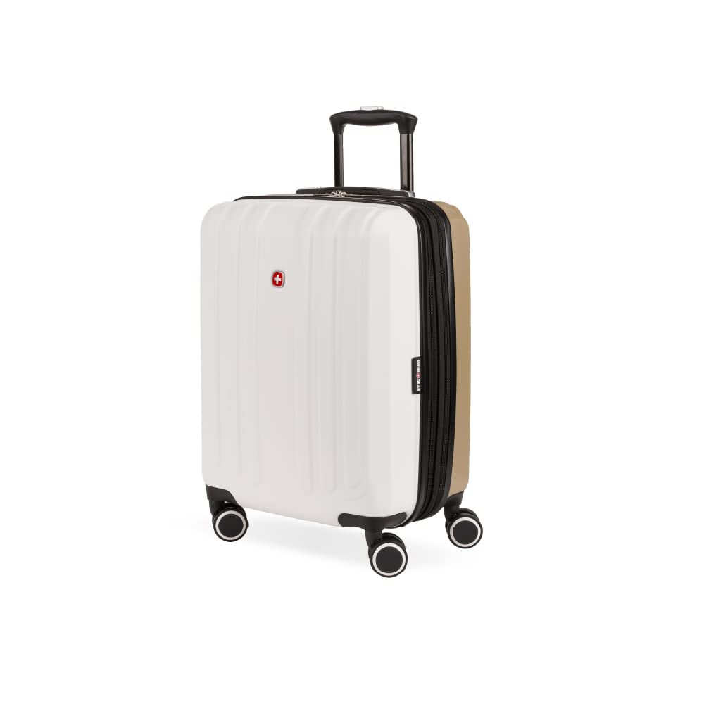 SwissGear 8028 Hardside Expandable Spinner Luggage, Ivory/Taupe, Carry-On 19-Inch