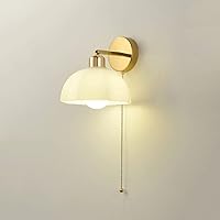 White Wall Sconces with Pull Switch for Bedroom, Adjustable Up Down Modern Wall Lamps E27 Mounted Fixture Metal Lighting ​Bedside Decor Reading Lights for Kids Bedroom, Living Room