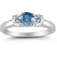 1 Carat Three Stone Blue and White Diamond Ring [Jewelry]