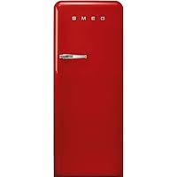 Smeg FAB28 50's Retro Style Aesthetic Top Freezer Refrigerator with 9.92 Cu Total Capacity, Multiflow Cooling System, Adjustable Glass Shelves 24-Inches, Red Right Hand Hinge