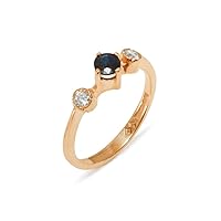 LBG 10k Rose Gold Natural Sapphire Cubic Zirconia Womens Trilogy Ring - Sizes 4 to 12 Available