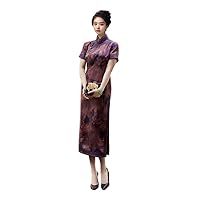Dress Fragrant Cloud Yarn Hua Luo Peony Printed Qipao with RuYi 3598 S Purple